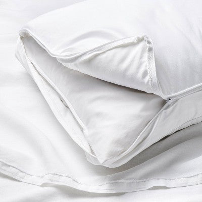 Standard/Queen Soft Customizable Down Alternative Bed Pillow Outer Comfort Cover White - Casaluna: Hypoallergenic, 300 Thread Count