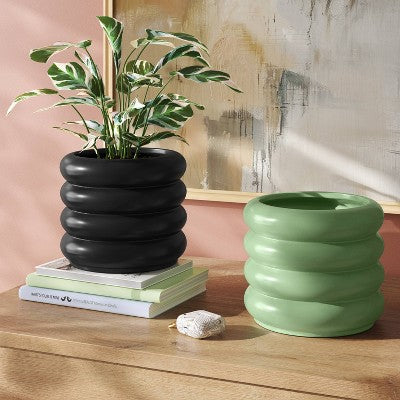 Large Bubble Ceramic Planter Green - Room Essentials