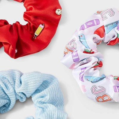 Teacher Icon Pearl Charms and Print Hair Twister Set 3pc - Multicolor