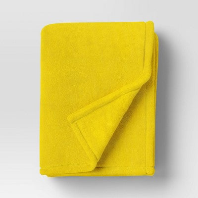 Solid Colored Plush Throw Blanket Vibrant Yellow - Room Essentials