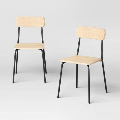 Set of 2 Wood with Metal Base Dining Chair Natural - Room Essentials (LOCAL PICKUP ONLY)