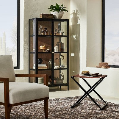 60" Crystal Cove Glass Cabinet Black - Threshold designed with Studio McGee (LOCAL PICKUP ONLY)