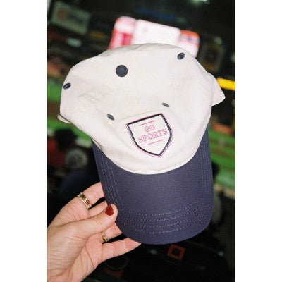Go Sports Hat - Frasier Sterling Cream/Navy/Pink: Adjustable Cotton Baseball Cap