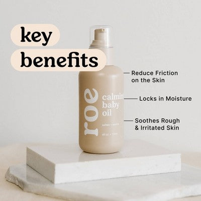 Roe Wellness Calming Baby Oil for Hair, Scalp, Body, Sensitive Skin to Hydrate & Soothe, Fragrance Free - 4 fl oz