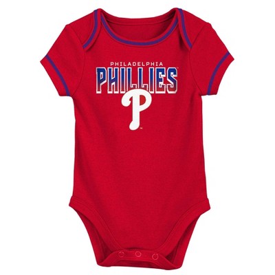MLB Philadelphia Phillies Infant Boys' Short Sleeve Layette Set - 3-6M: Team Logo Knit Bodysuits