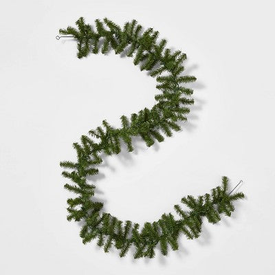 9' Pre-Lit Artificial Pine Bough Christmas Garland Green with Clear Lights - Wondershop