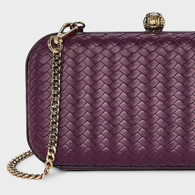 Woven Minaudiere Clutch Crossbody Bag - A New Day Dark Red