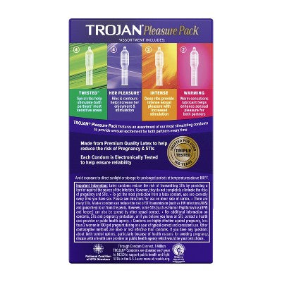Trojan Pleasure Pack Lubricated Condoms - 12ct