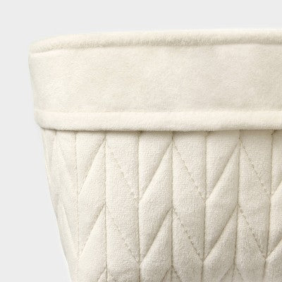 Quilted Velvet Basket Ivory - Threshold: Off-White Polyester Decorative Rectangle, 6" H x 10" W x 8" D, Spot Clean