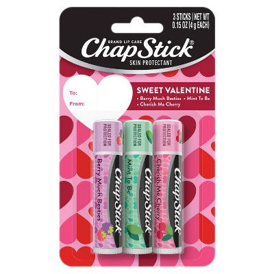 Chapstick Classic Valentines Day Variety Pack Lip Balms - Mint/Cherry/Berry - 3ct/0.45oz