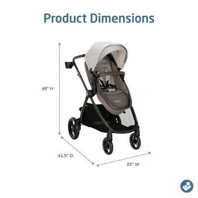 Maxi-Cosi Sienna Modular Travel System - Ecru: Bassinet Reclining Seat, Adjustable Handle, Rubber Tires, 38.8 lb Weight (LOCAL PICKUP ONLY)