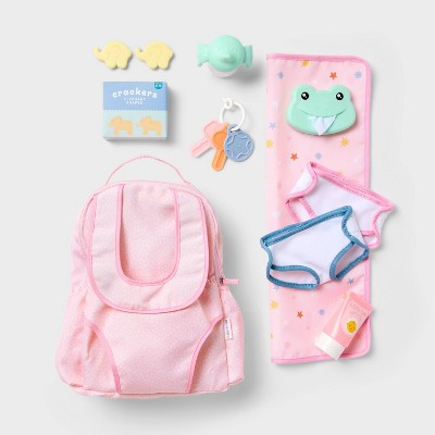 Baby Doll Diaper Bag Play Set - Gigglescape: Includes Diapers, Changing Pad & Toy Accessories