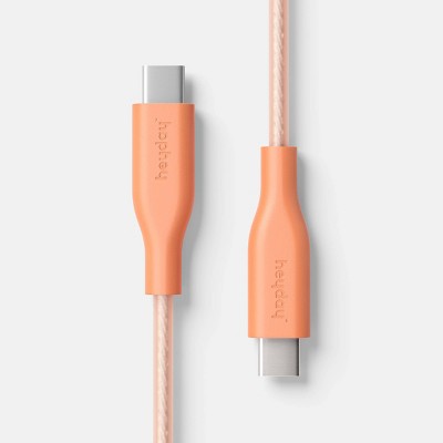 3' USB-C to USB-C Silicone Translucent Jelly Charging Cable - heyday Peach: Male-To-Male Connection
