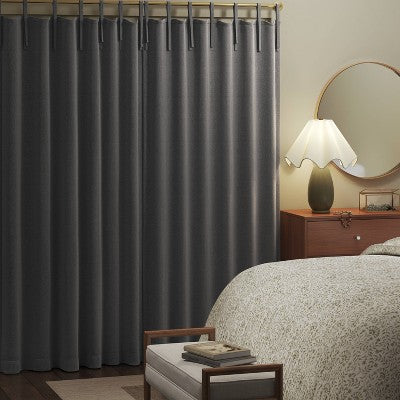 50"x84" Blackout Aruba Tie-Top Curtain Panel Gray - Threshold