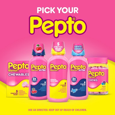 Pepto-Bismol Chewable Tablets, Upset Stomach Relief, Anti Diarrheal - Cherry - 30ct
