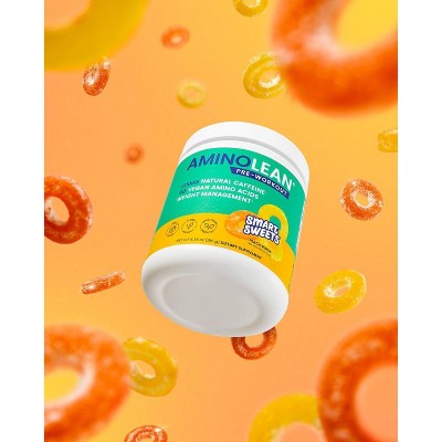 RSP Nutrition AminoLean x Smart Sweets Pre-Workout Energy Supplements Peach Ring Candy Powder - 6.3oz