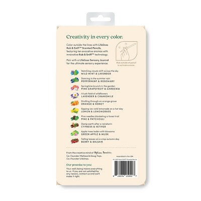 Lifelines 10pk Scented Classic Palette Colored Pencils Infused with Essential Oil Blends: Rub & Sniff Technology, Plastic Canister Lid