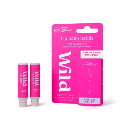 Wild Cosmetics Cotton Candy Lip Balm Refill - 0.3oz/2pk: Moisturizing, Lip Balms and Treatments
