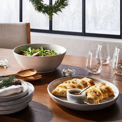 12" Stoneware Round Serving Platter Cream - Threshold designed with Studio McGee: Traditional, Microwave & Dishwasher Safe