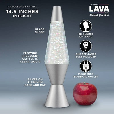 LAVA 14.5" Iridescent Glitter Novelty Table Lamp