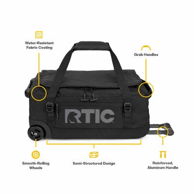 45L RTIC Outdoors Road Trip Structured Collapsible Duffle Bag Rolling Medium - Black
