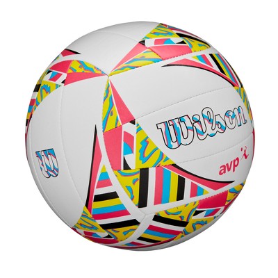Wilson AVP Movement Volleyball - White/Pink/Yellow: Size 5 Outdoor TPU Sports Ball for Adults