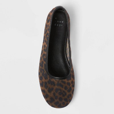 Women's Mel Mesh Flats Memory Foam A New Day Brown Leopard 11