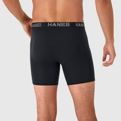 Hanes Premium Men's 3pk Boxer Briefs Total Support Pouch - Blue/Black/Red S: Moisture Wicking, 4-Way Stretch