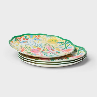 4pc Vacation Melamine Dinner Plates Yellow/Green - Roller Rabbit x Target