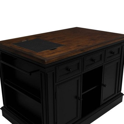 Powell Posie Kitchen Island with 2 Stools Black (LOCAL PICKUP ONLY)