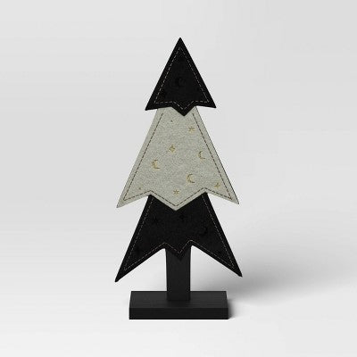 8.5" Wood with Felt Tree Halloween Decorative Mantel Sculpture - Hyde & EEK! Boutique: Indoor Black Decor