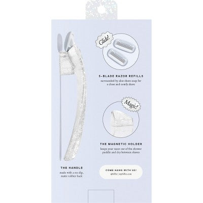 Billie Ice Sparkle Razor Starter Kit: 5 Blades, Bikini Line, Legs, Under Arm, Manual Reusable Razor