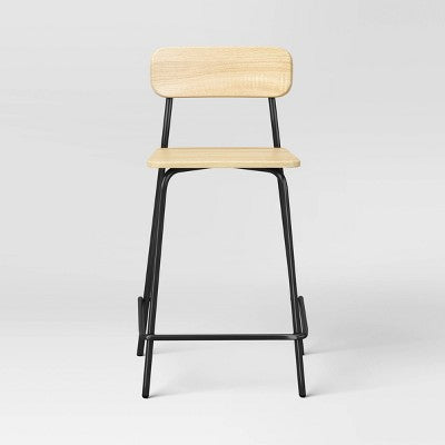 Set of 2 24" Wood with Metal Base Counter Stool with Footrest Natural - Room Essentials (LOCAL PICKUP ONLY)