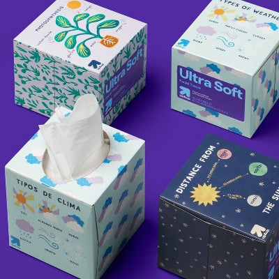 Ultra Soft 3-Ply Facial Tissue - Back-to-School Designs - 4pk/260ct - up&up