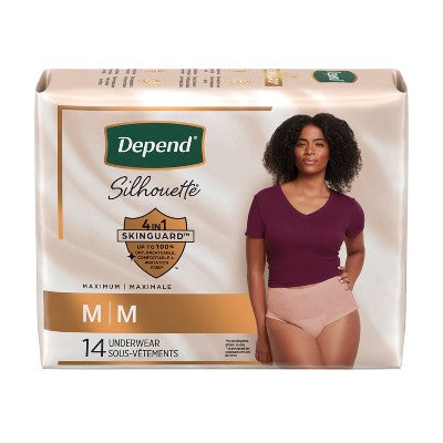 Depend Silhouette Underwear for Women - Maximum Absorbency - M - Pink - 14ct