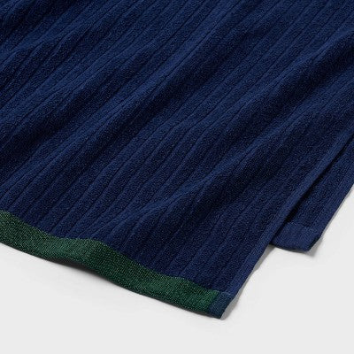 6pc Everyday Ribbed Dorm Towel Set Navy/White - Room Essentials