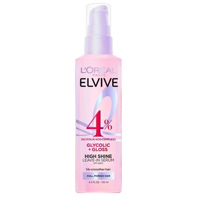 L'Oreal Paris Elvive Glycolic Gloss High Shine Leave-in Hair Serum - 4.4 fl oz: Paraben-Free, For All Hair Types, Daily Use