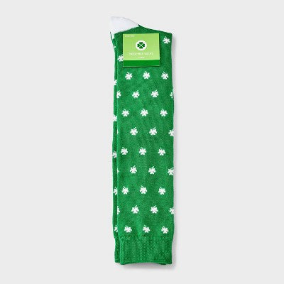 Women's Mini Shamrock St. Patrick's Day Knee High Socks - Green/White 4-10
