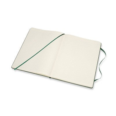 Moleskine Narrow Ruled Notebook 9.75"x7.5" Hard Cover Classic Myrtle Green: Journal, Acid-Free Paper, Elastic Closure