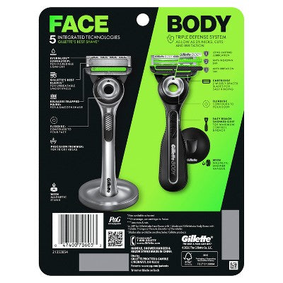 Gillette Labs Men's Razor Duo Pack Face Razor with Stand and Body + Intimate Razor with Magnetic Hanger