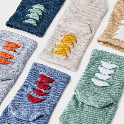 Baby 6pk 'Dino' Crew Socks - Cat & Jack 6-12M: Knit, Flat Seams