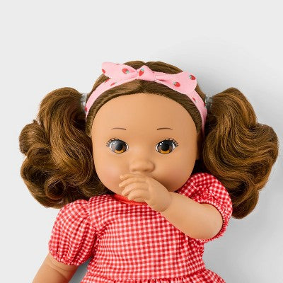 14" Brown Hair/Brown Eyes Toddler Doll + Mini Baby Doll - Gigglescape