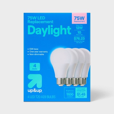 4pk 75W Plastic T20 Lightbulb Cool White - up&up