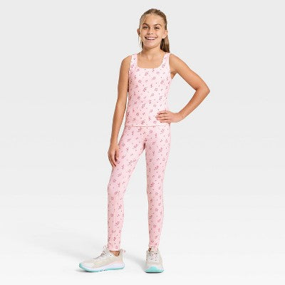 Girls' Crossover Ruffle Waistband Leggings - Light Pink XL