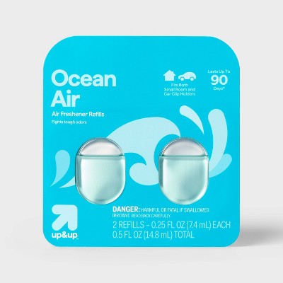 Small Room and Car Clip Refills - Ocean Air - 0.5 fl oz/2ct - up&up: Paraben-Free, Phthalate-Free, Oil