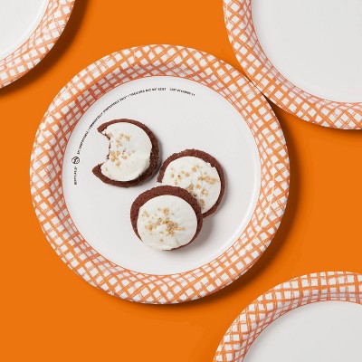 Halloween Disposable Plate 10" - Orange Plaid - 24ct - up&up