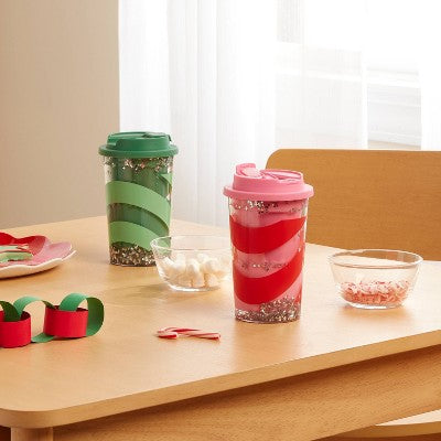 Kids' 12 fl oz Snowglobe Tumbler Pink/Red - Pillowfort
