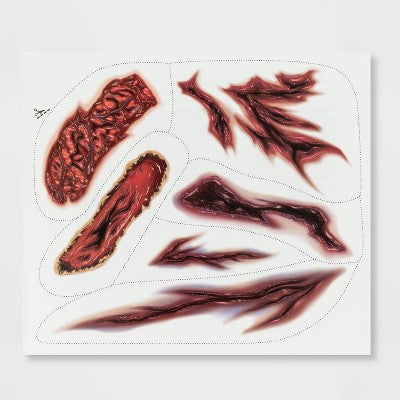 Zombie Temporary Tattoo Halloween Costume Makeup - Hyde & EEK! Boutique: Easy Apply, Eerie Gashes, 4+ Years