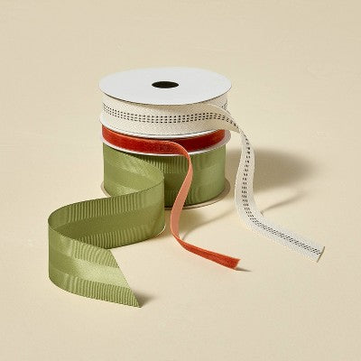 3pk Ribbon Set Green/Red/White - Hearth & Hand with Magnolia