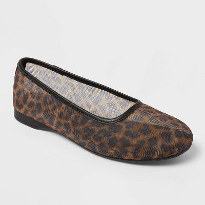 Women's Mel Mesh Flats Memory Foam A New Day Brown Leopard 11